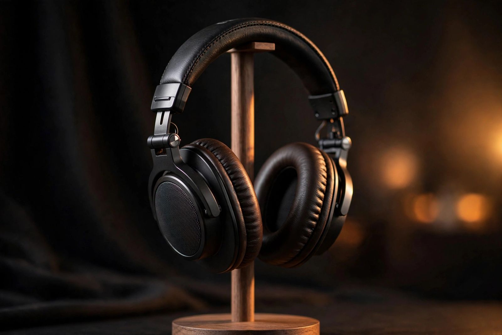 Premium studio headphones on a stand