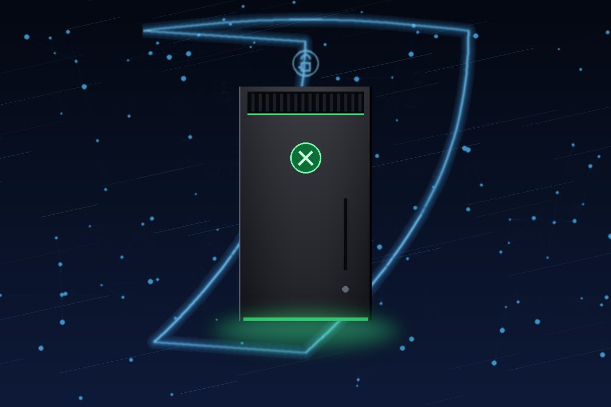 Xbox Series X console protected by a VPN shield