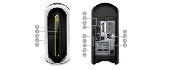 new alienware aurora r10 ports and slots