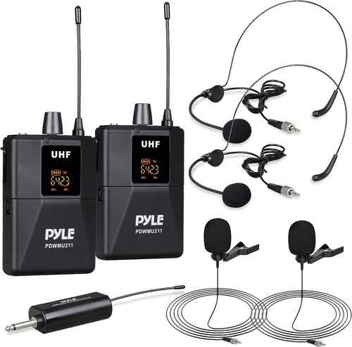 Pyle Dual UHF Microphone Set Wireless Mic Kit